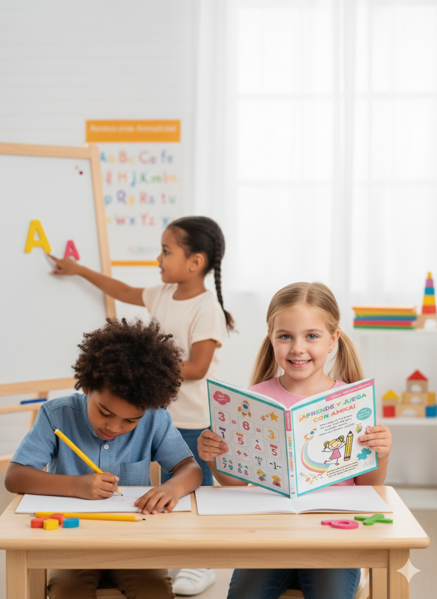 Niños felices aprendiendo