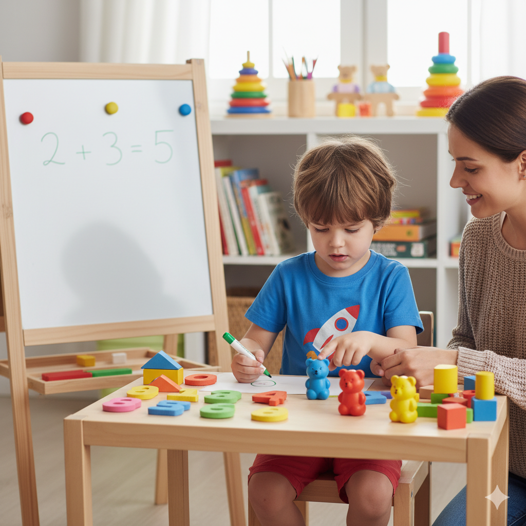 Niño aprendiendo matemáticas